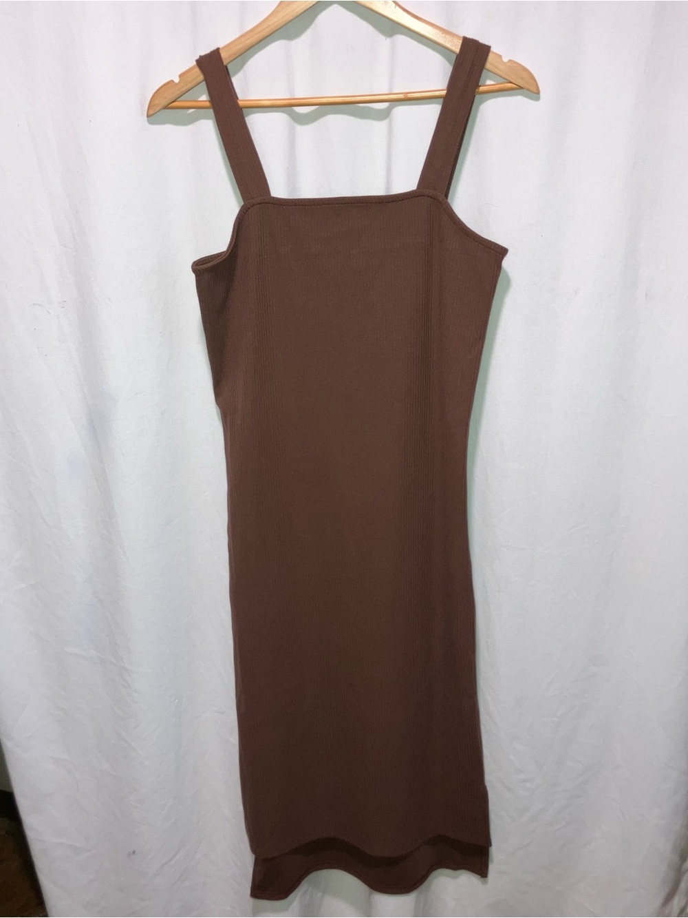 The Drop Classic Ribbed Brown Tank Dress